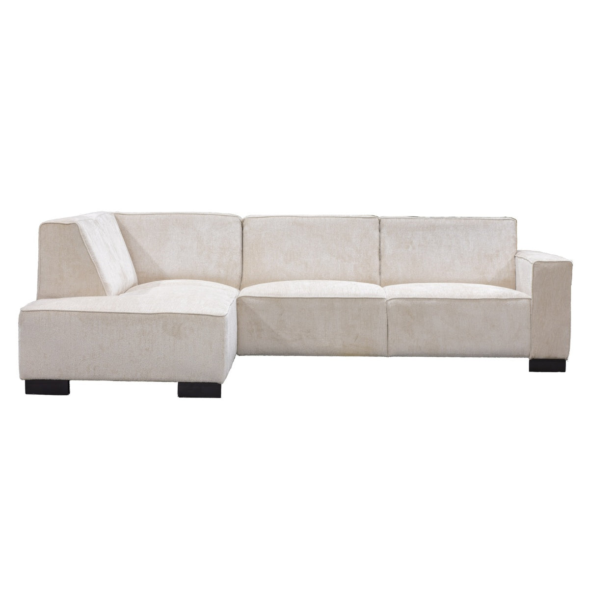Giga Meubel Hoekbank Napoli 3,5-zits Links - Stof/Hout - Beige