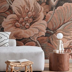 ESTAhome fotobehang geborduurd bloemmotief terracotta bruin – 250 x 27 ESTAhome fotobehang geborduurd bloemmotief terracotta bruin – 250 x 27