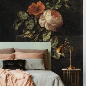 ESTAhome fotobehang bloemstilleven donker rood en zwart – 186 x 279 cm ESTAhome fotobehang bloemstilleven donker rood en zwart – 186 x 279 cm