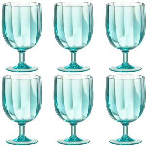 J-Line wijnglas – kunststof – blauw – 6 stuks