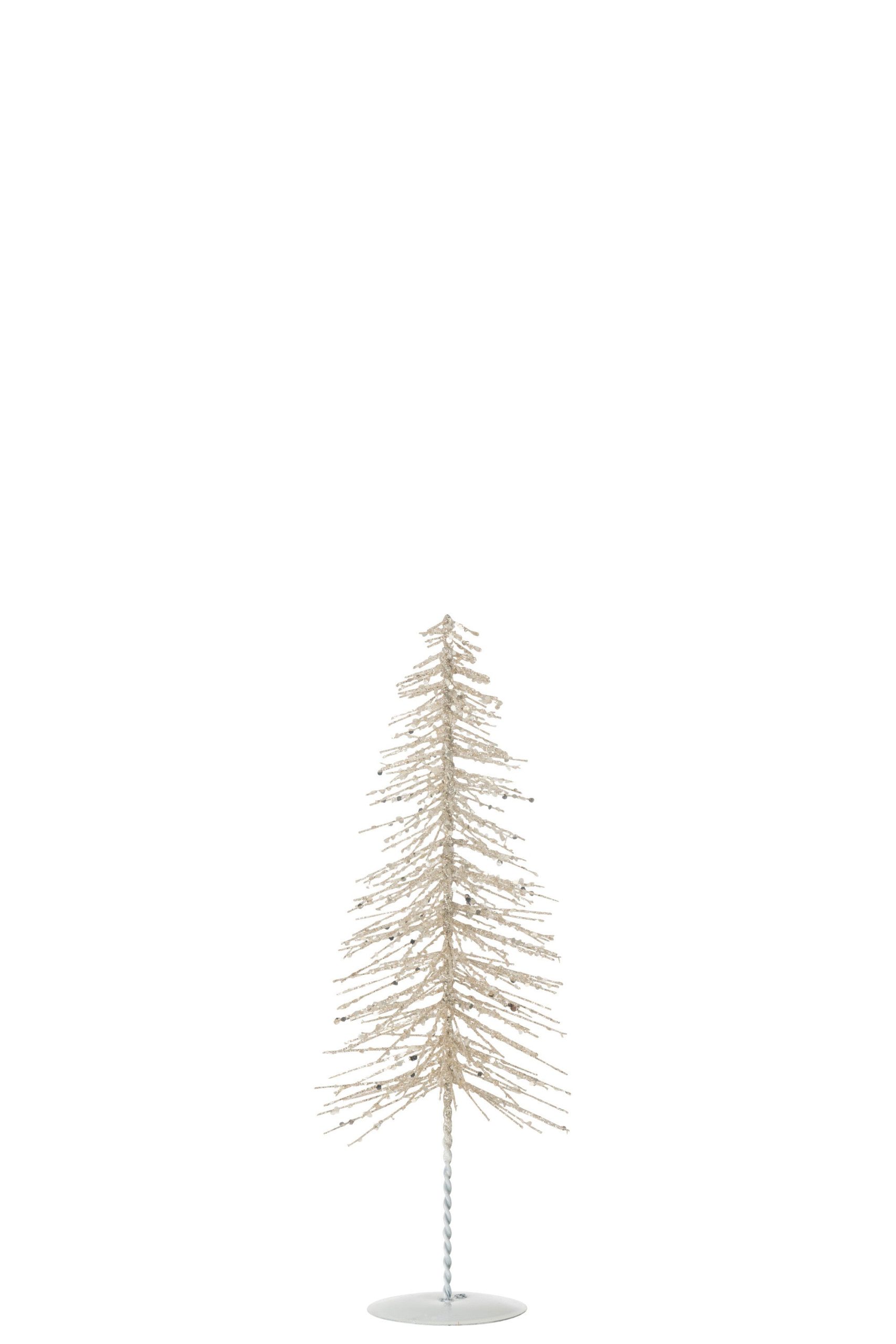 J-Line decoratie Kerstboom Glitter - metaal/kunststof - wit/zilver - s