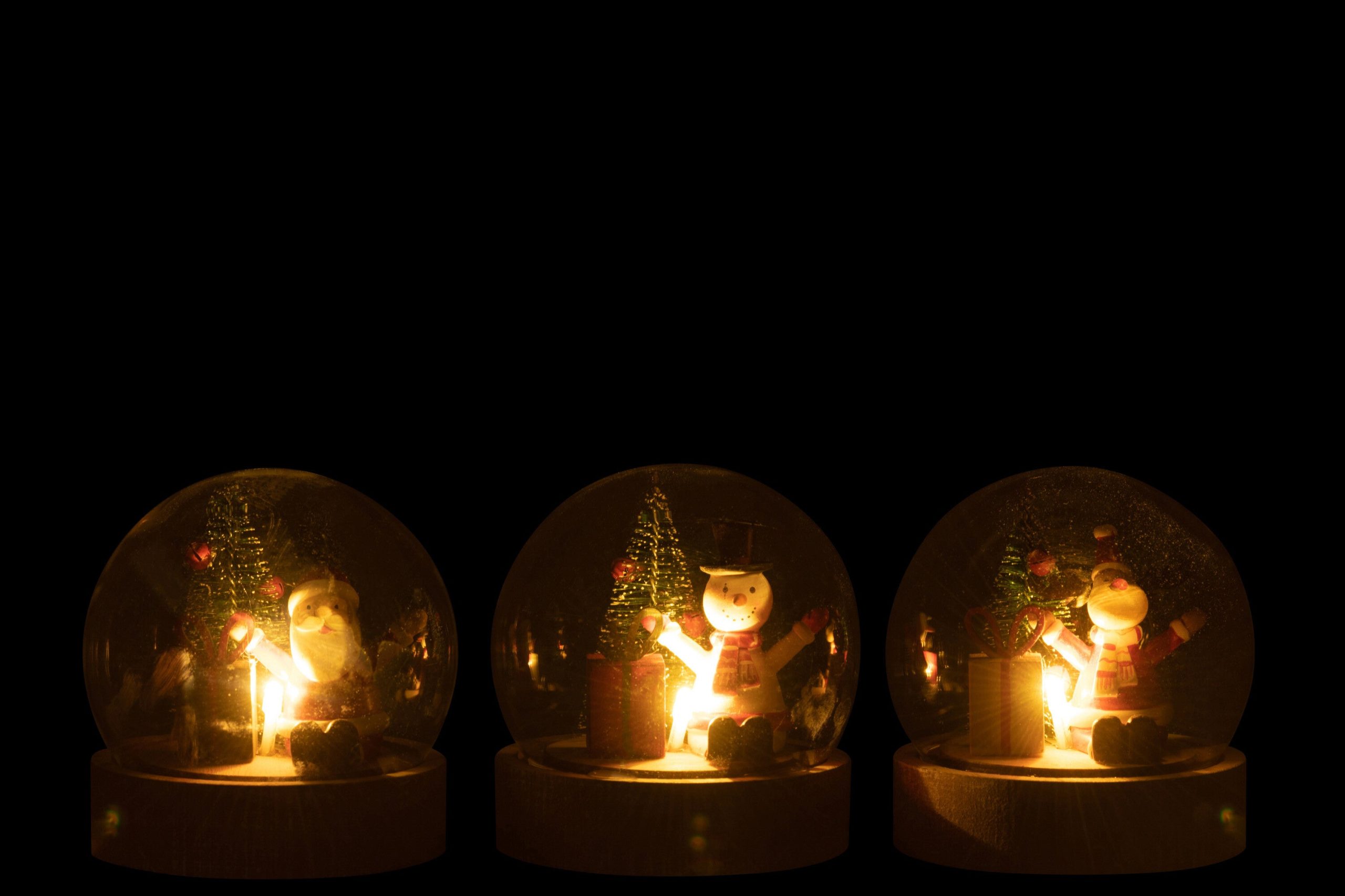 J-Line Decoratieve stolp Kerstman/Rendier/Sneeuwman - hout/glas - mix