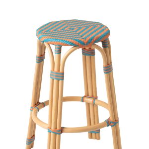 J-Line kruk Geo – polyresin/rotan – oranje/turquoise – 2 stuks J-Line kruk Geo – polyresin/rotan – oranje/turquoise – 2 stuks
