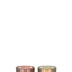 J-Line windlicht Geruit – glas – bruin/groen – small – 2 stuks J-Line windlicht Geruit – glas – bruin/groen – small – 2 stuks