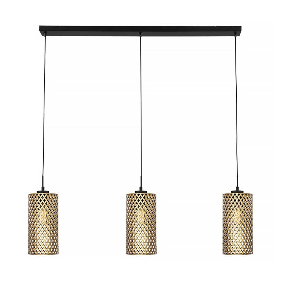Freelight hanglamp Cestino - 3 lichts - 120 x 150 cm - zwart - goud