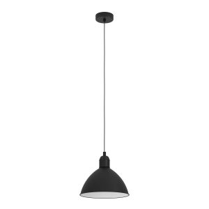 EGLO hanglamp Priddy – e27 – ø 30,5 cm – zwart/wit – staal EGLO hanglamp Priddy – e27 – ø 30,5 cm – zwart/wit – staal