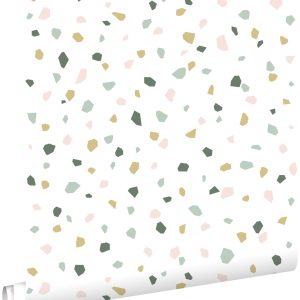 ESTAhome behang terrazzo wit, zacht roze en mintgroen – 53 cm x 10.05 ESTAhome behang terrazzo wit, zacht roze en mintgroen – 53 cm x 10.05