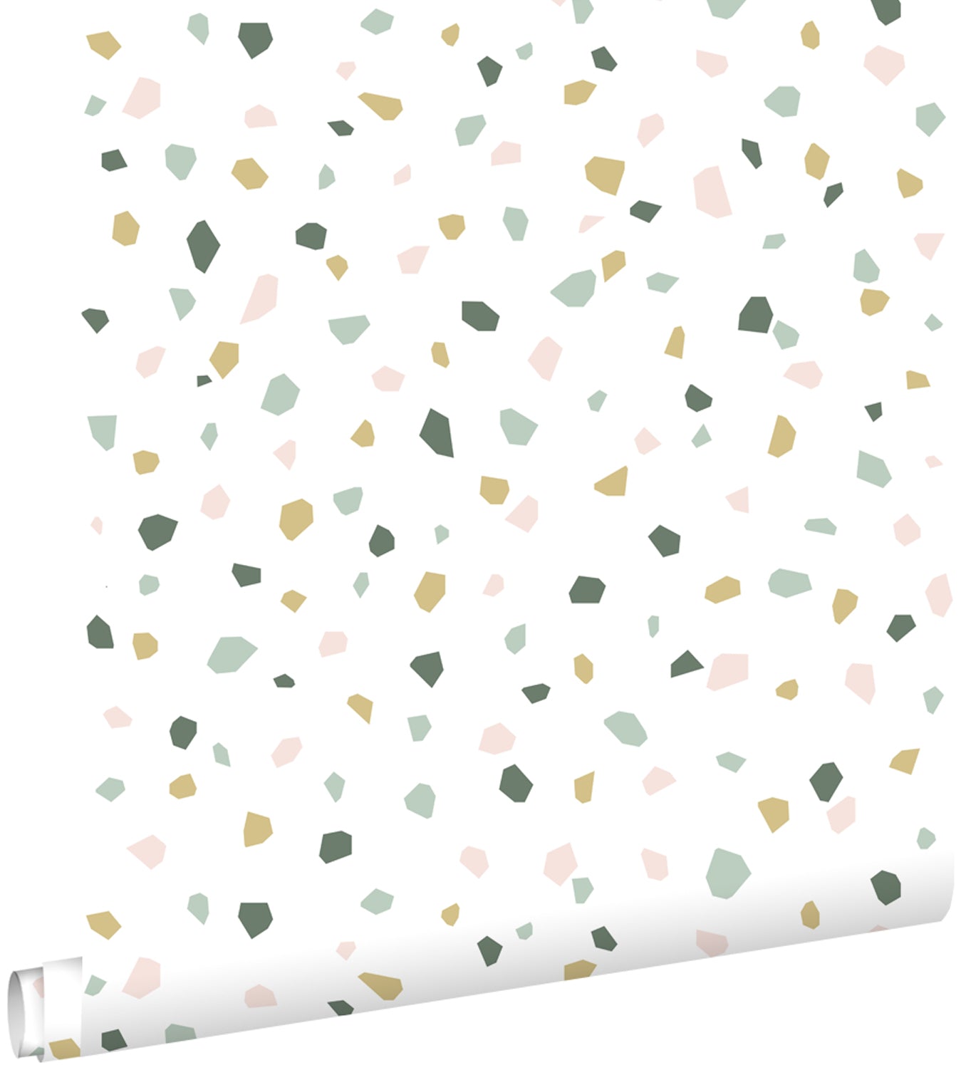 ESTAhome behang terrazzo wit, zacht roze en mintgroen - 53 cm x 10.05
