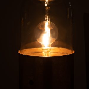 J-Line tafellamp Antiek – glas/zink – goud – large – LED lichtjes