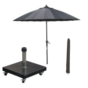 Garden Impressions stokparasol Manilla donker grijs Ø250 cm met Eureka Garden Impressions stokparasol Manilla donker grijs Ø250 cm met Eureka