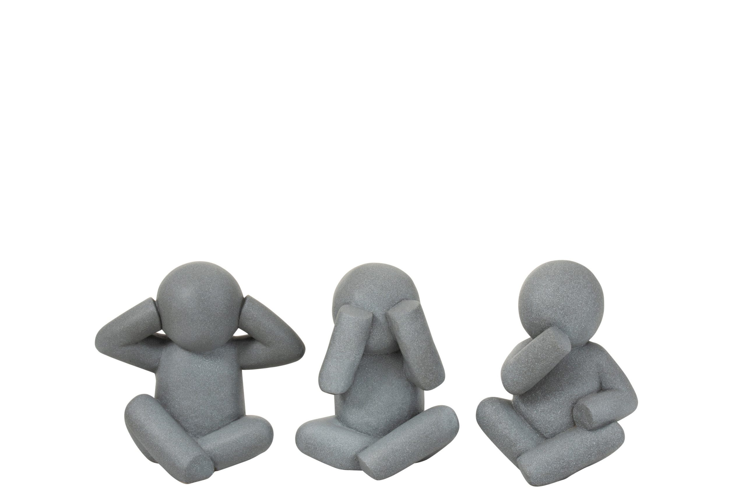 J-Line figuur P'tit Maurice Horen/Zien/Zwijgen - magnesium - grijs - s