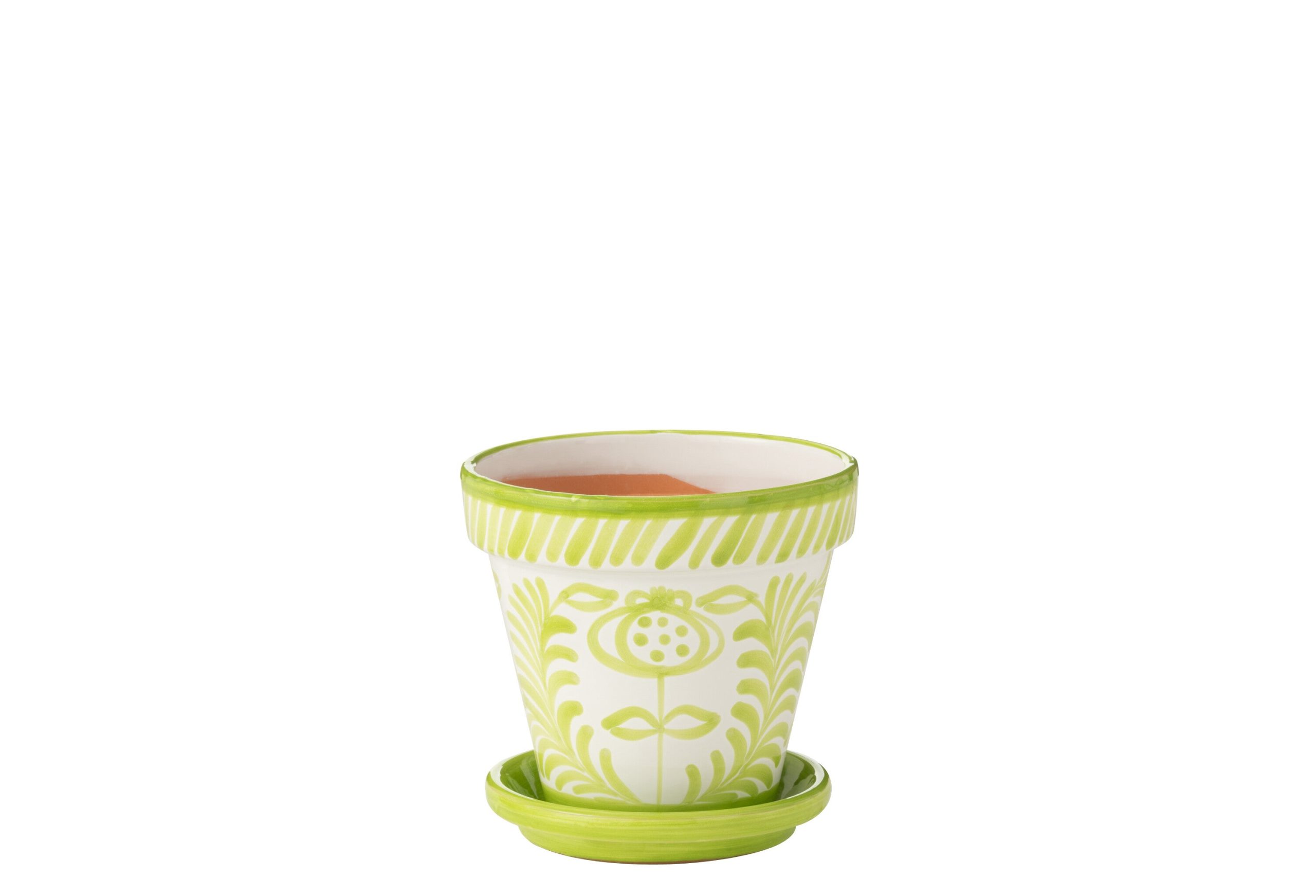 J-Line bloempot Granada Handmade + Painted - keramiek - groen - medium