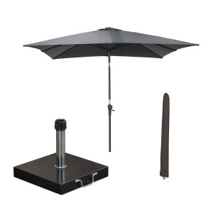 Garden Impressions stokparasol Lotus donker grijs 250×250 cm met Cosmo