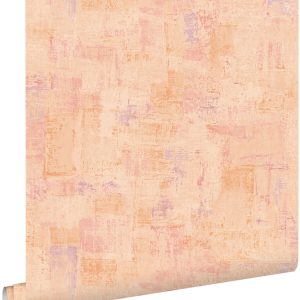 ESTAhome behang schilderachtige structuur perzik roze – 50 x 900 cm –