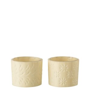 J-Line windlicht Elise – glas – creme – small – 2 stuks J-Line windlicht Elise – glas – creme – small – 2 stuks