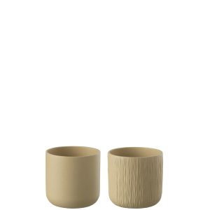 J-Line bloempot Gen – keramiek – beige – XXS – 4 stuks – Ø 7 cm