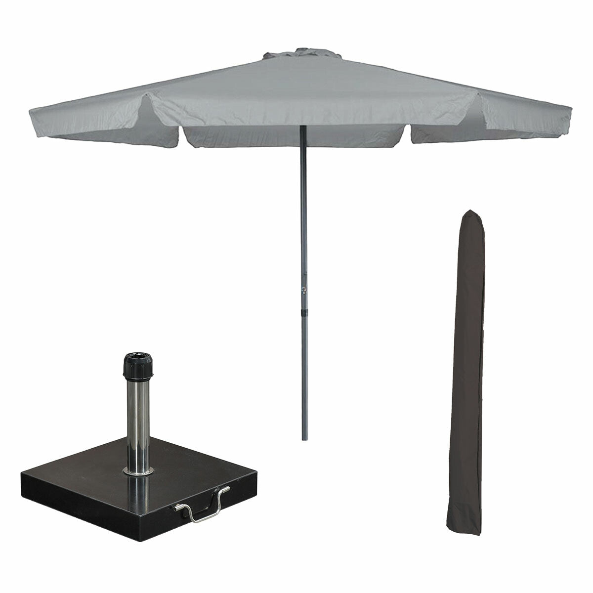 Garden Impressions stokparasol Delta licht grijs Ø300 cm met 40 kg Cos
