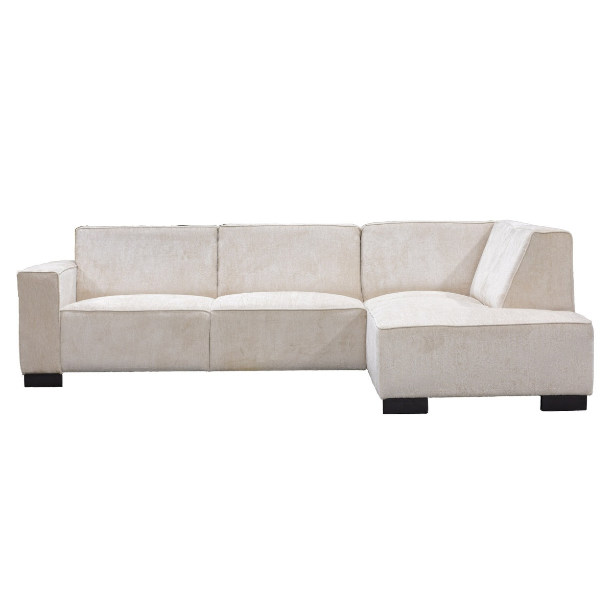Giga Meubel Hoekbank Napoli 3,5-zits Rechts - Stof/Hout - Beige