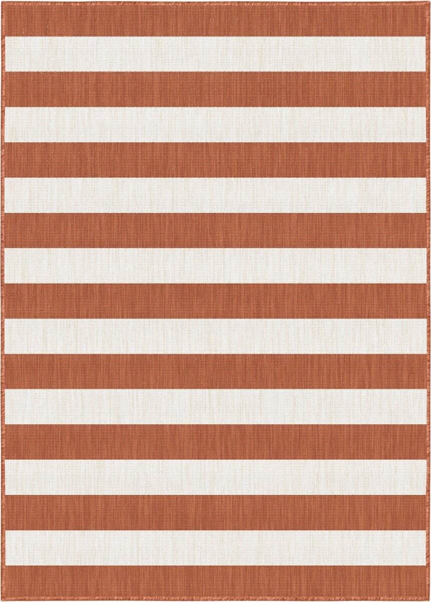 Eva Interior Buitenkleed Stripes roest/wit dubbelzijdig - 160 x 230 cm