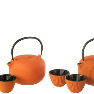 J-Line theepot – metaal – oranje – 2 stuks