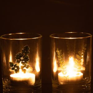 J-Line windlicht Bladeren – glas – groen/transparant – 2 stuks J-Line windlicht Bladeren – glas – groen/transparant – 2 stuks