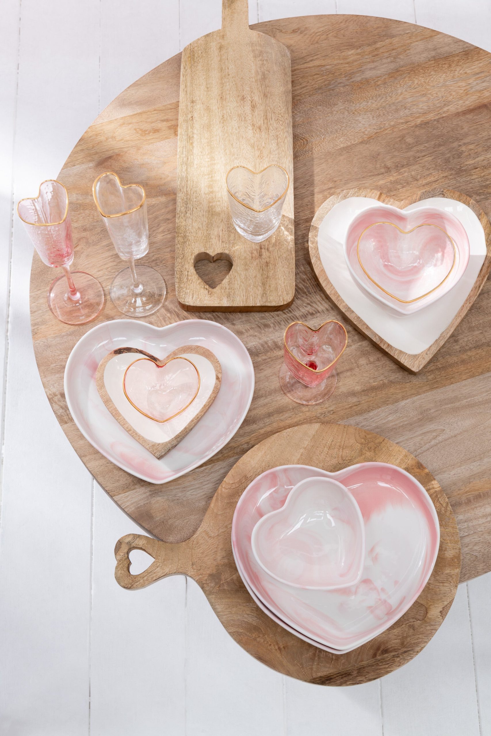 J-Line glas Hart - glas - goud/transparant - 12 stuks