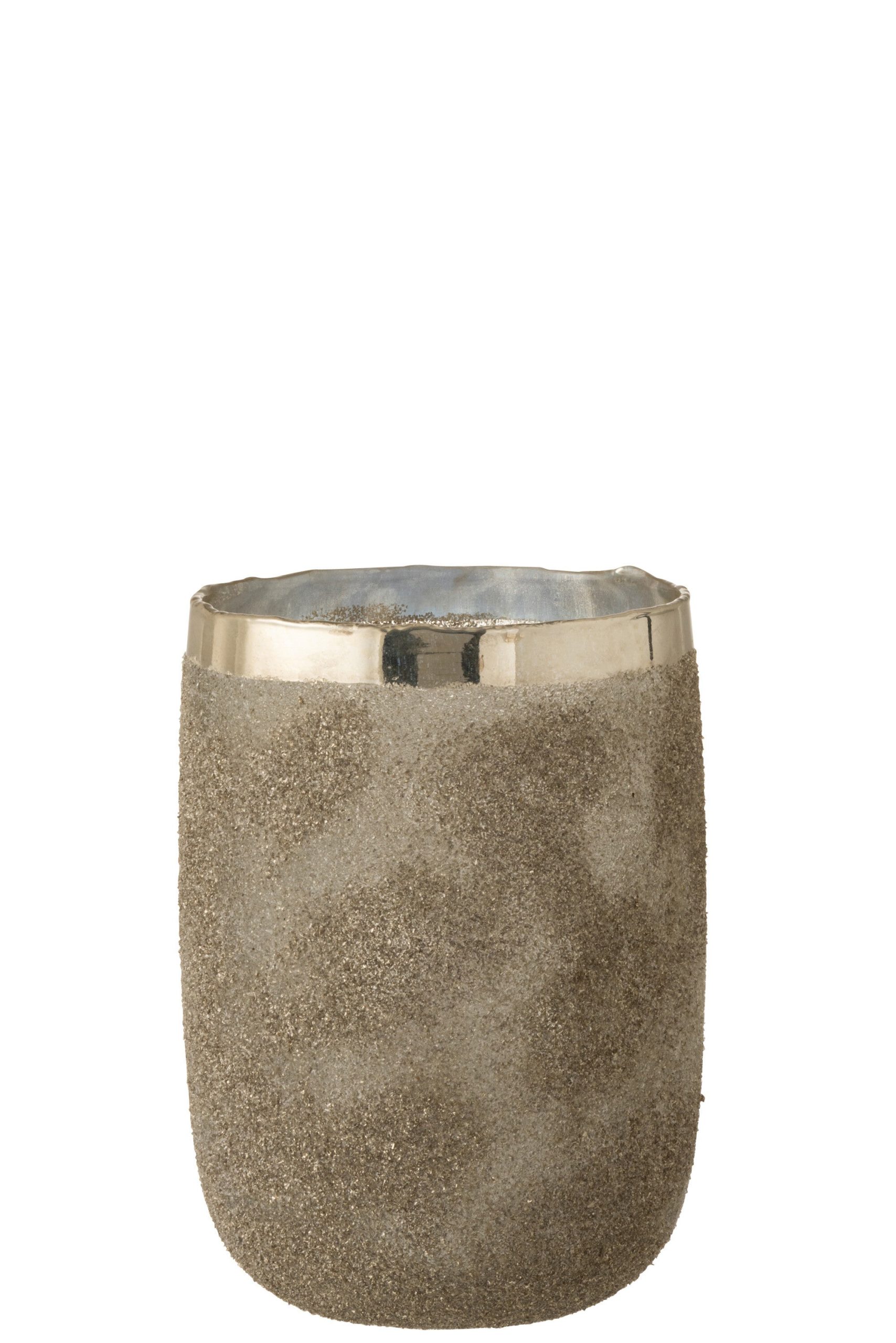 J-Line theelichthouder Frosty - glas - zilver - extra large
