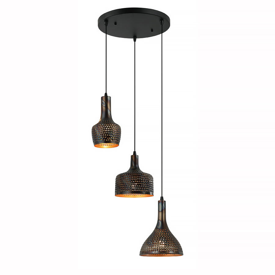 Freelight hanglamp Fueco - 3 lichts - 35 x 150 cm - zwart bruin