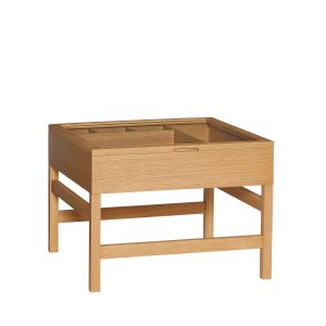 Hübsch salontafel Glitz – glas/mdf/eikenfineer/eikenhout – 60x60xh45cm