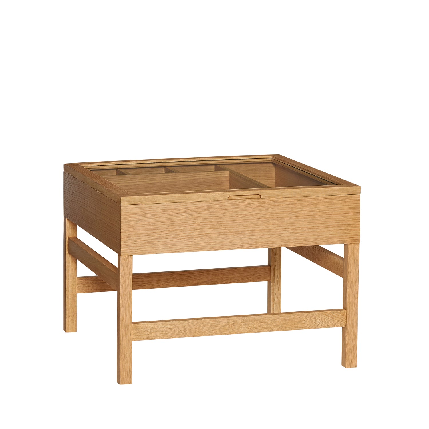 Hübsch salontafel Glitz - glas/mdf/eikenfineer/eikenhout - 60x60xh45cm