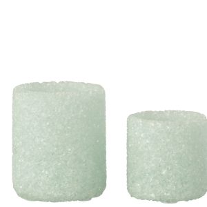 J-Line theelichthouder – steen/glas – wit – set van 2
