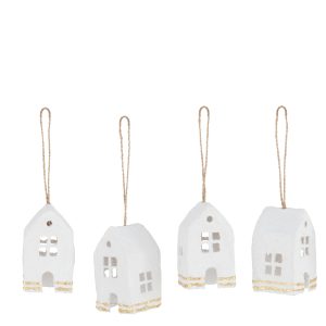 J-Line kersthanger Huis – katoen maché – wit/goud – doos van 6 J-Line kersthanger Huis – katoen maché – wit/goud – doos van 6