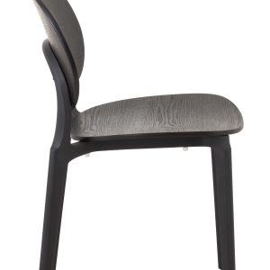 J-Line stoel Basic – kusntstof – zwart – 2 stuks