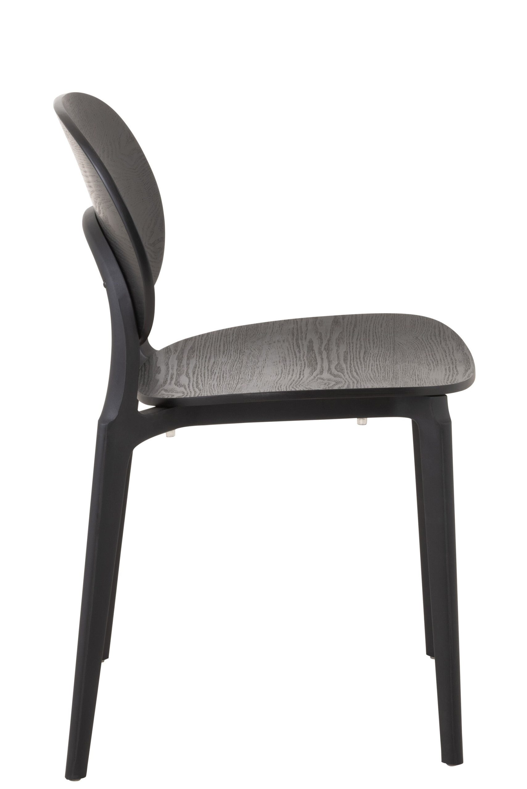 J-Line stoel Basic - kusntstof - zwart - 2 stuks