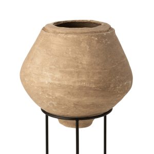 J-Line bloempot Op Voet Chad – papier mache – bruin – Ø 51 cm