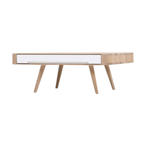 Gazzda Ena Coffee Table Houten Salontafel met Lade – Whitewash