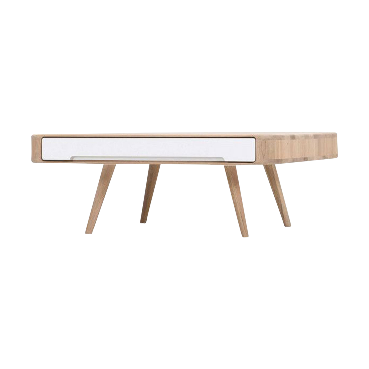 Gazzda Ena Coffee Table Houten Salontafel met Lade - Whitewash