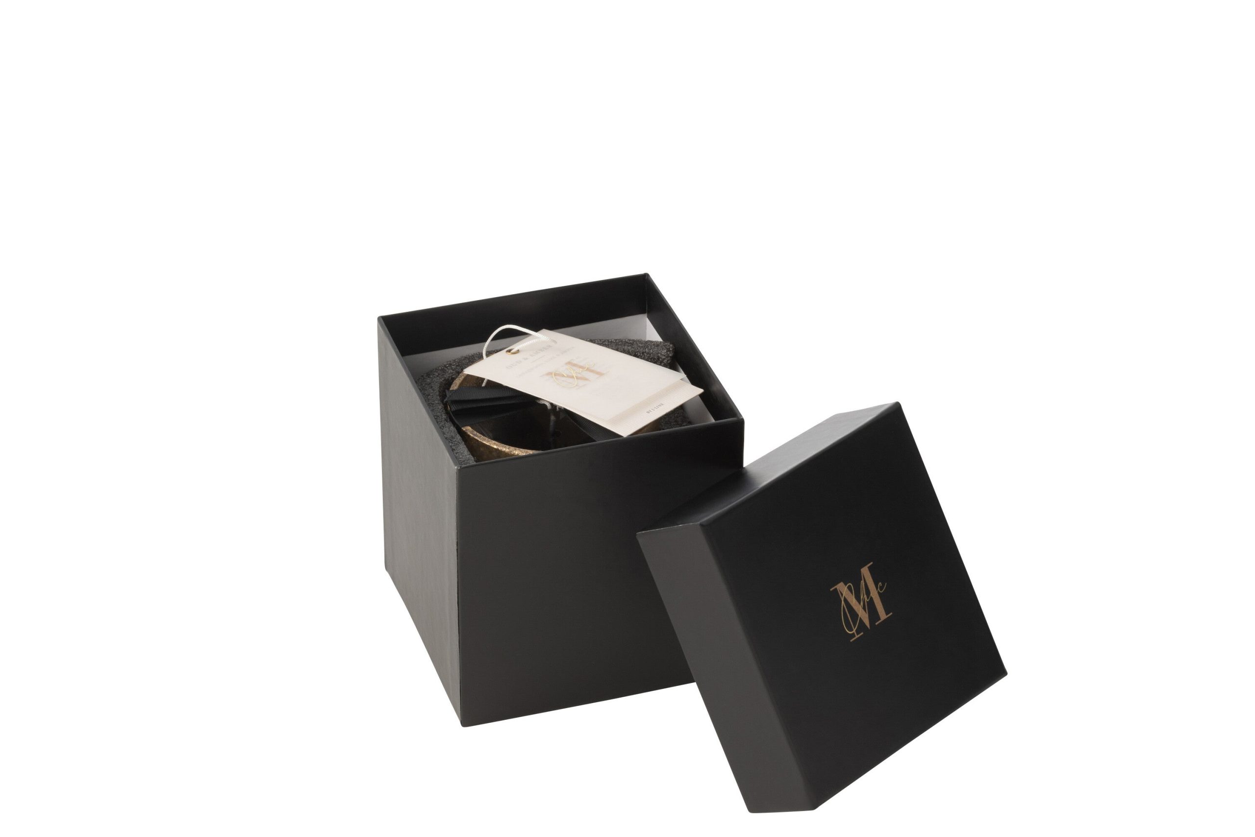 J-Line geurkaars M-Chic - Oud & Amber - glas - goud/zwart - small - 48
