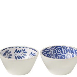 J-Line kom Bloemen – hout – blauw/wit – medium – 2 stuks J-Line kom Bloemen – hout – blauw/wit – medium – 2 stuks