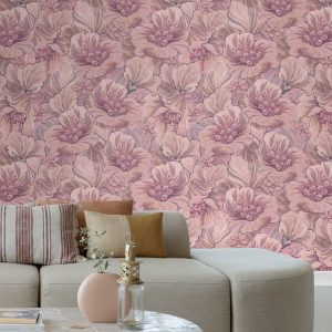 ESTAhome fotobehang geborduurd bloemmotief paars en roze – 2.5 x 2.79 ESTAhome fotobehang geborduurd bloemmotief paars en roze – 2.5 x 2.79
