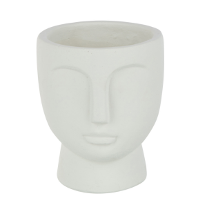 J-Line bloempot Gezicht – cement – wit – medium – Ø 18 cm