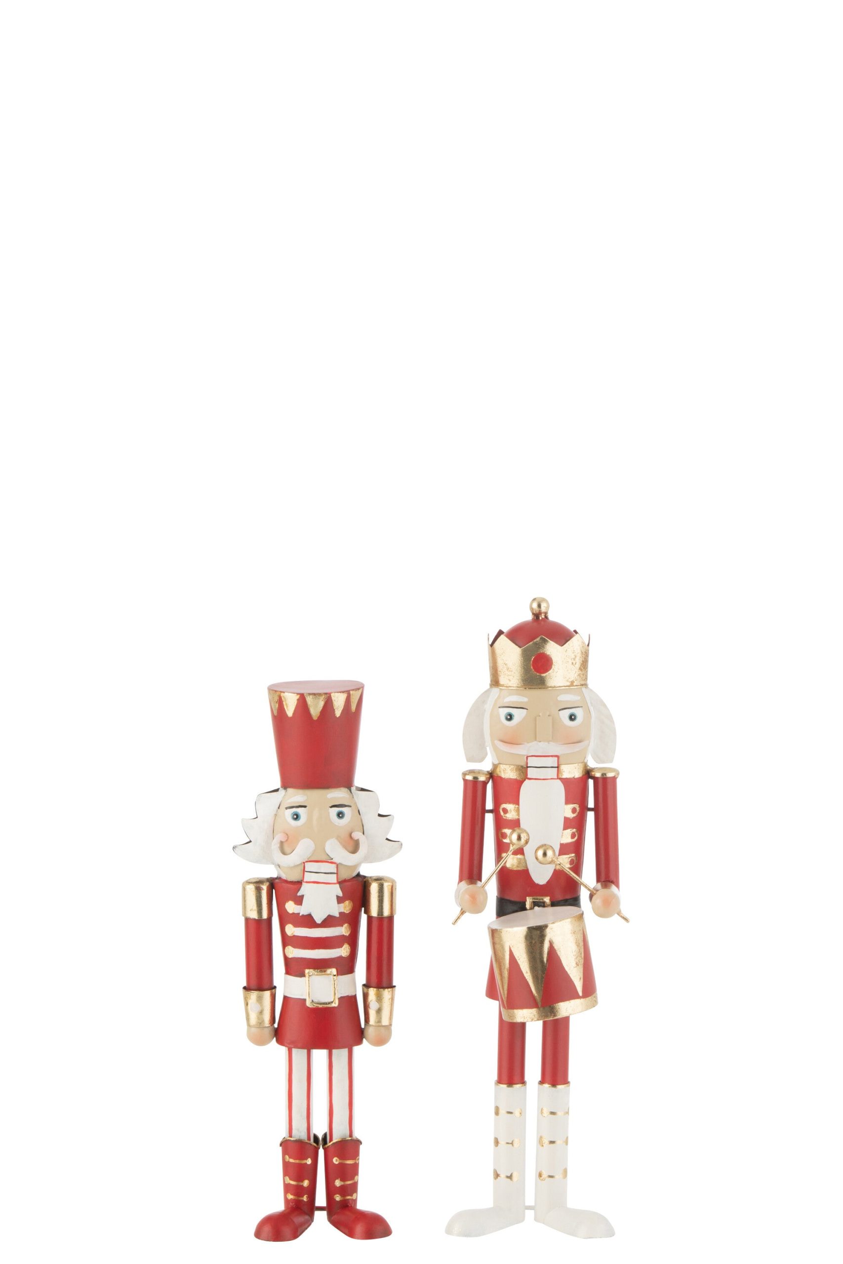 J-Line figuur Notenkraker - ijzer - rood/wit - small - 2 stuks