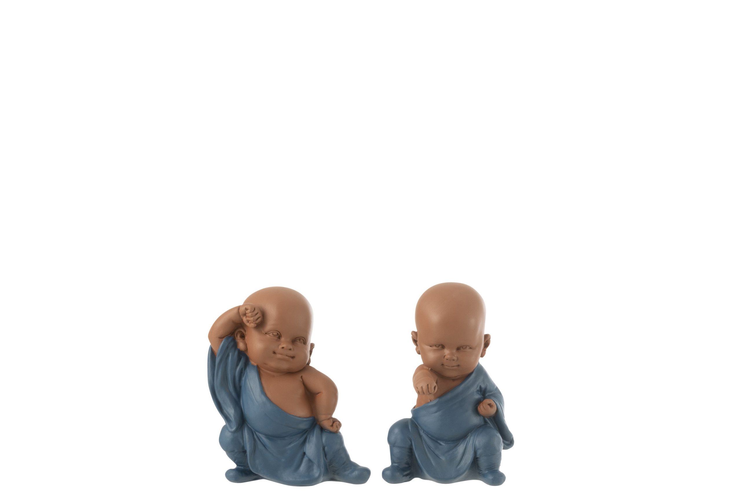 J-Line figuur Monnik Dans - polyresin - blauw - 2 stuks