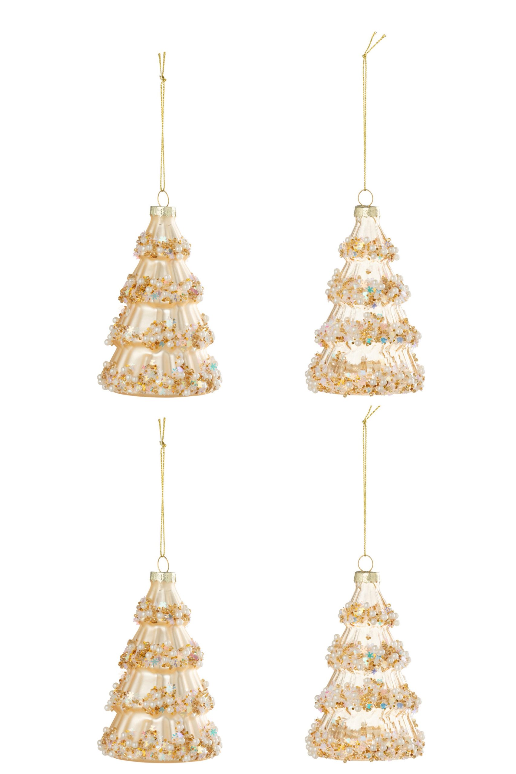 J-Line hanger Boom + Kralen - glas - goud - doos van 4