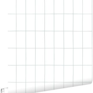 ESTAhome behang kleine tegeltjes vergrijsd blauw – 53 cm x 10.05 m – 1