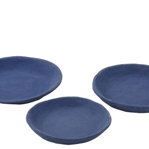J-Line schaal – papier maché – blauw – set van 3 J-Line schaal – papier maché – blauw – set van 3