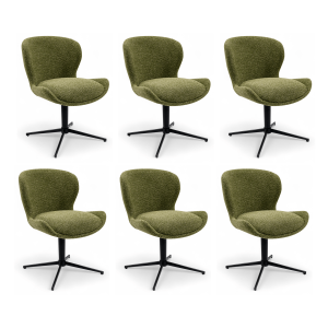 Furnhouse eetkamerstoel Nicklas – Groente – Stof (Bouclé) – Set van 6