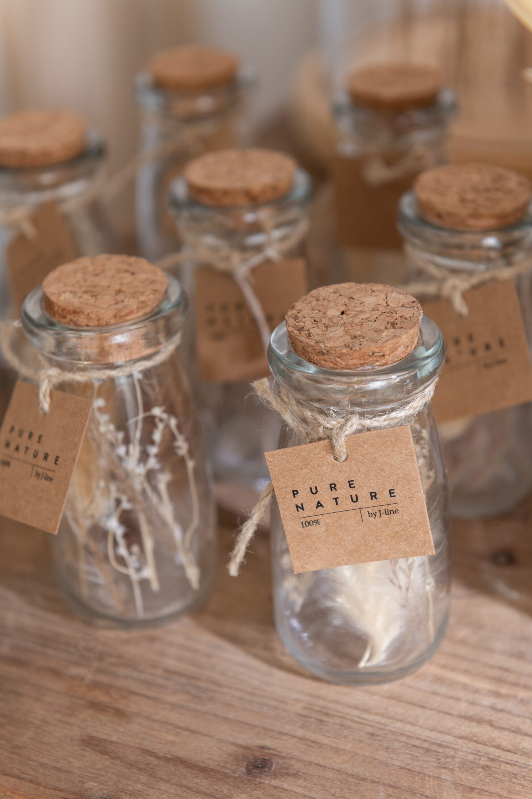 J-Line decoratie Fles Met Gedroogde Bloemen - glas - naturel - extra s