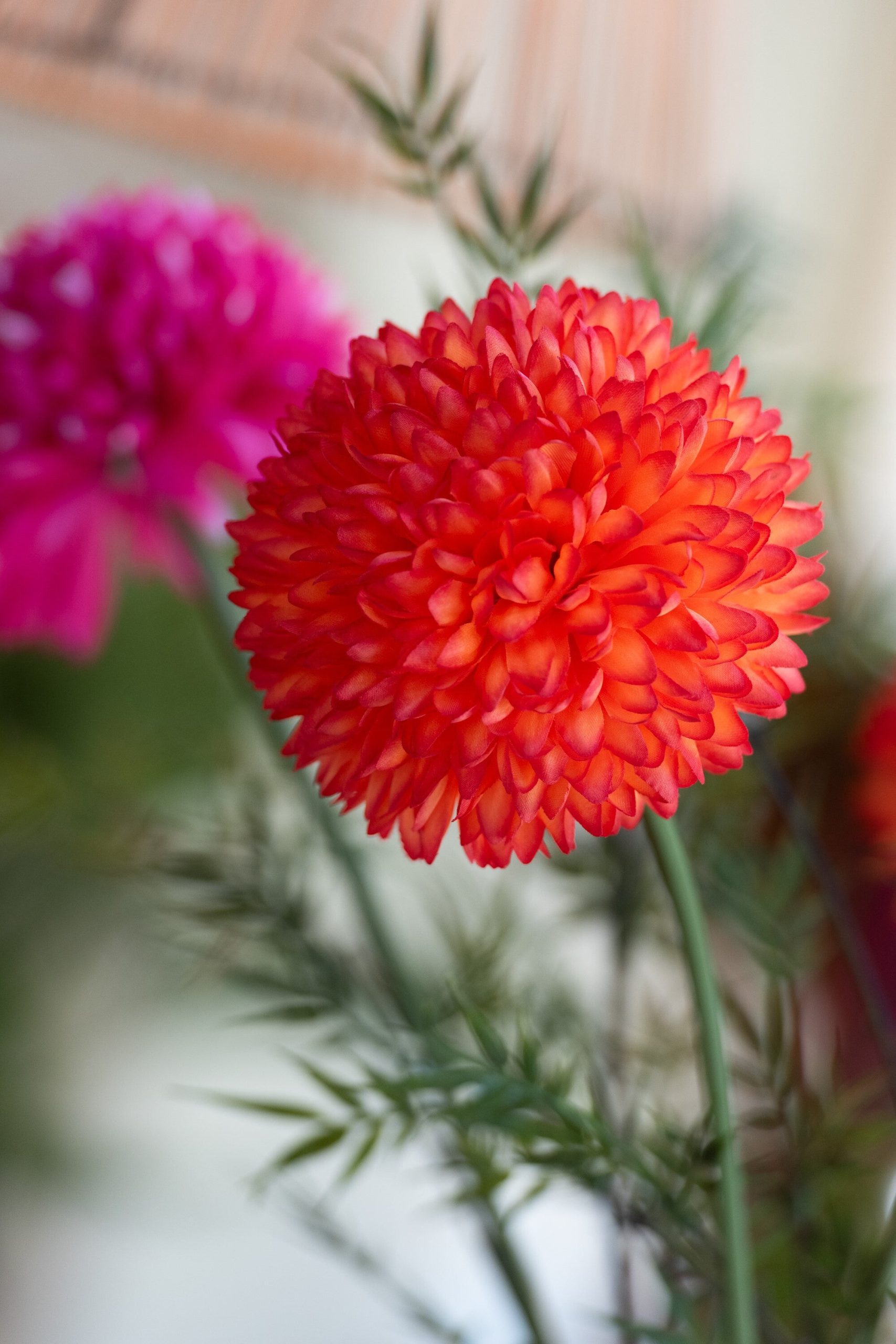 J-Line bloem Chrysant - kunststof - oranje