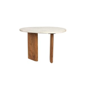 Housecraft Living Tanda Bijzettafel Marmer/ Hout 56×37 cm Beige